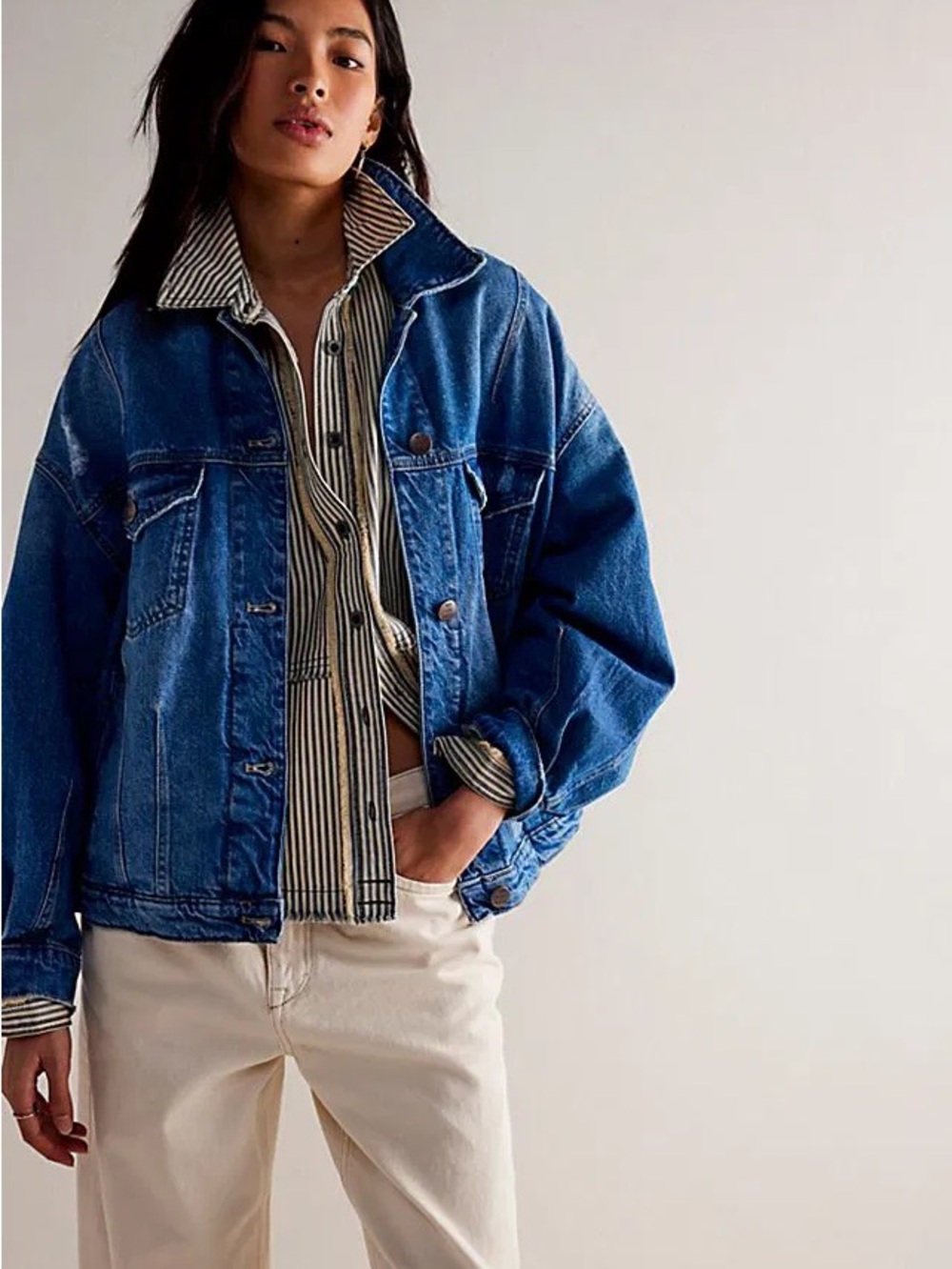 We The Free All in Blue Denim Jacket size medium